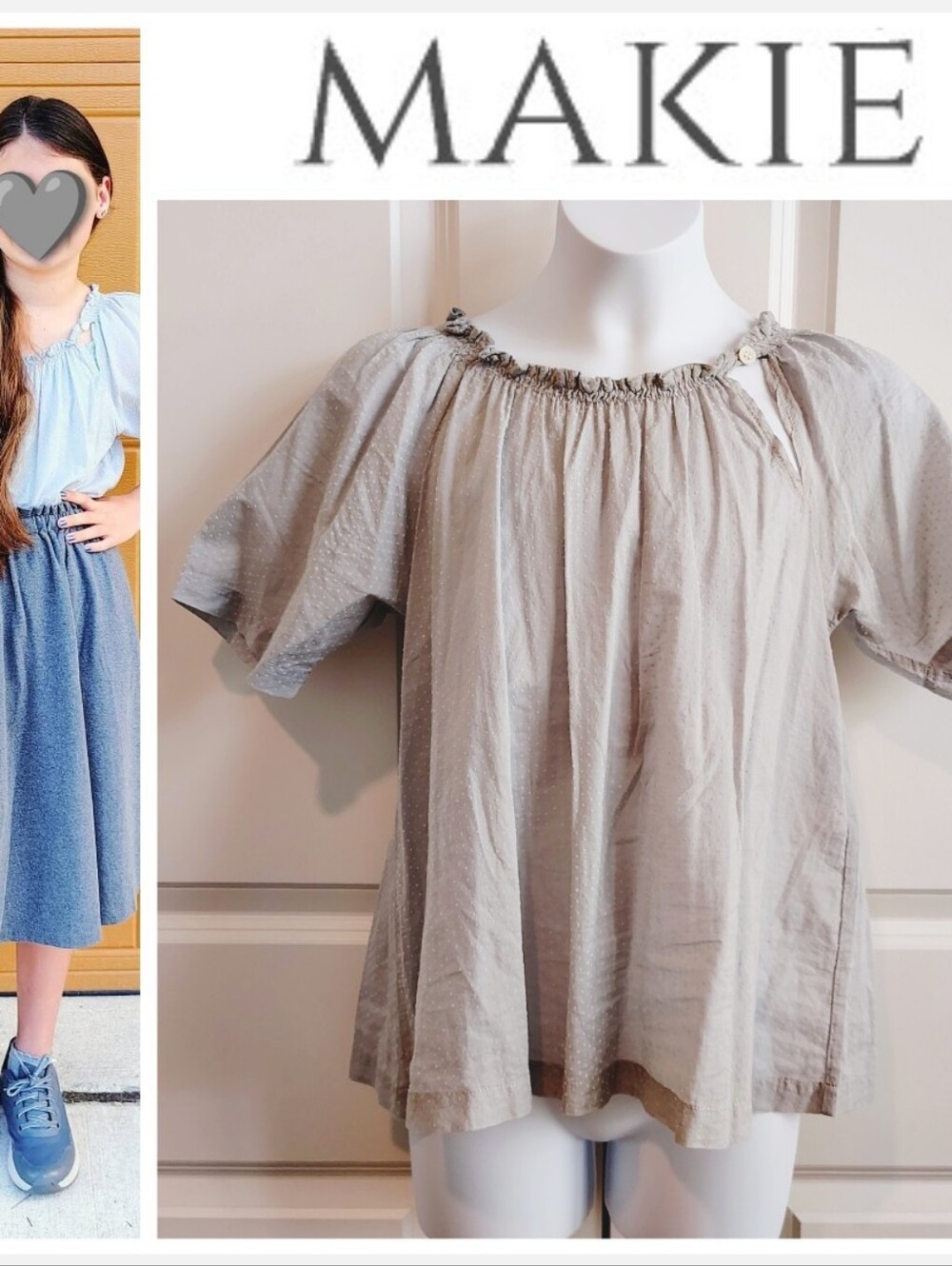 Makie Light Gray Semi-Sheer Blouse (NY Brand)